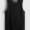 Ribbet tank-top med racerrygg i bomullsrikt materiale
