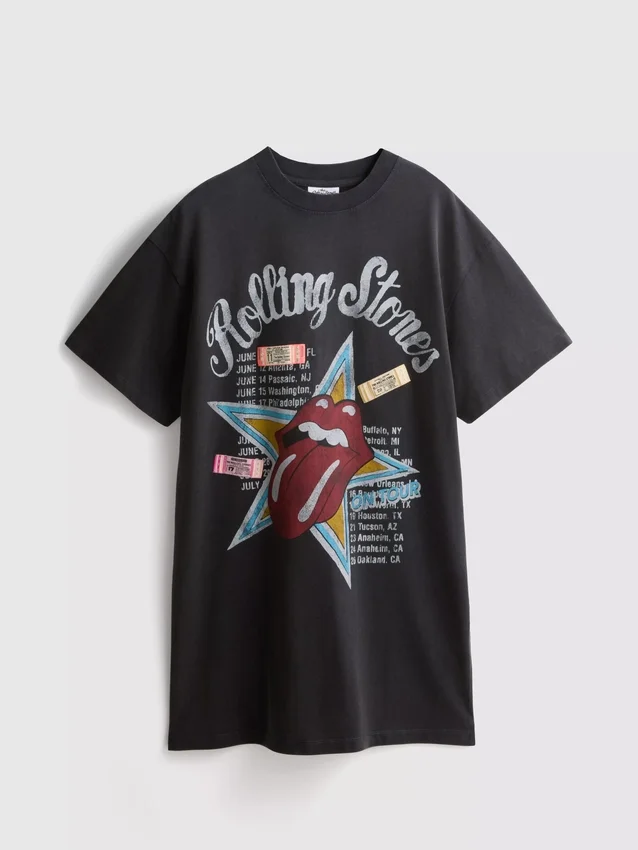 Rolling Stones-T-skjortekjolen med grafisk trykk