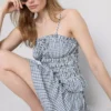 Rynket peplum-cami-top i gingham