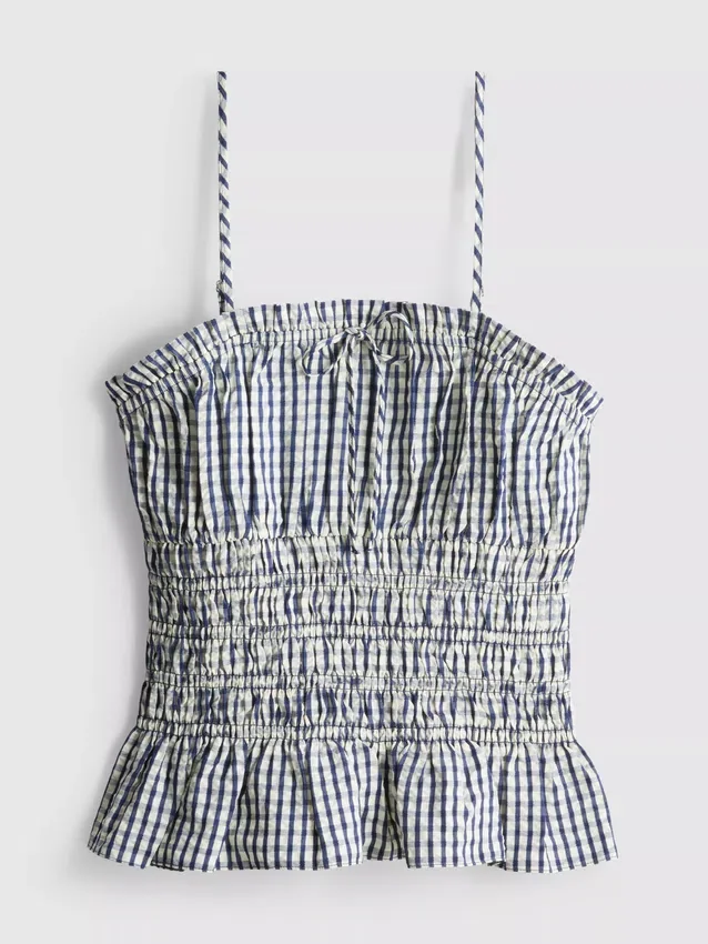Rynket peplum-cami-top i gingham