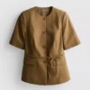 Safariblazer i bomullsblanding med belte