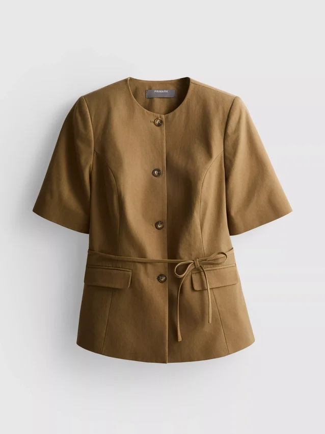 Safariblazer i bomullsblanding med belte