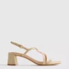 Sandaler med bred passform, raffia-kant og blokkhæl