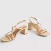 Sandaler med bred passform, raffia-kant og blokkhæl