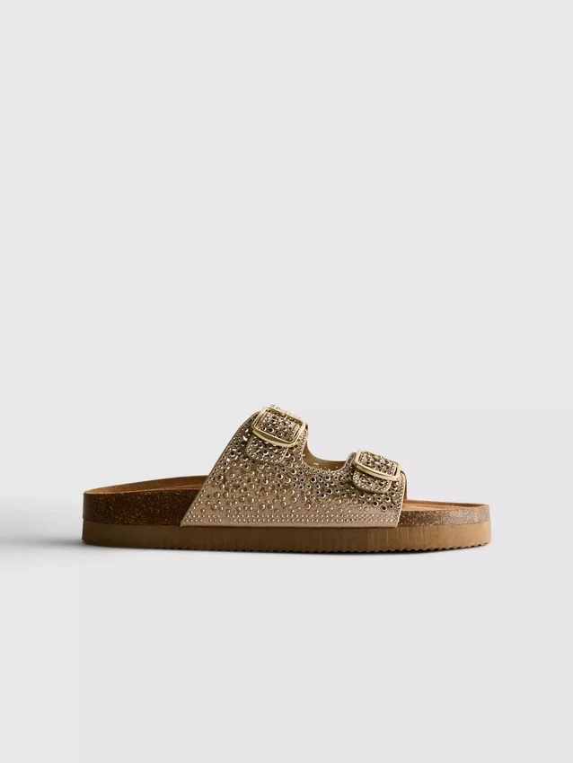 Sandaler med fotbed og dobbel spenne, dekorert