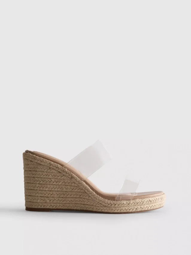 Sandaler med kilehæl i perspex