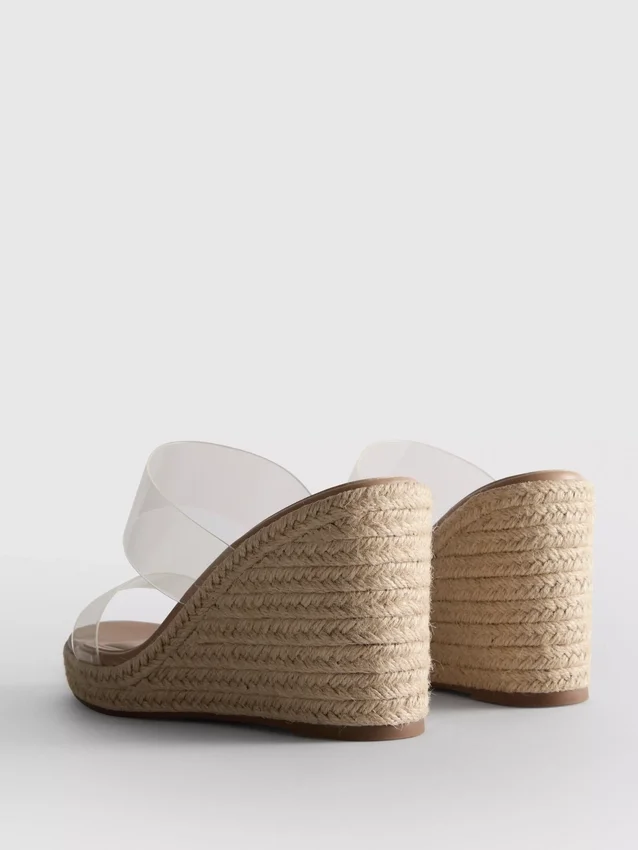 Sandaler med kilehæl i perspex