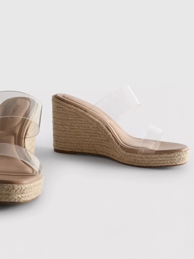 Sandaler med kilehæl i perspex