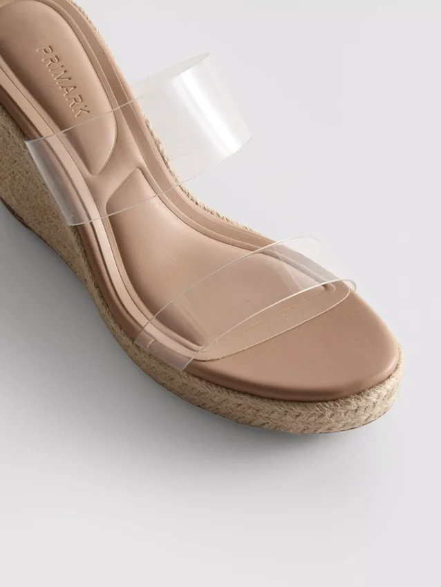 Sandaler med kilehæl i perspex