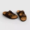 Sandaler med to stropper og fotbed i leopardmønster