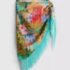 Sarong med frynser og tropisk mønster