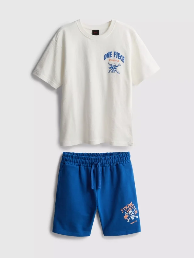 Sett med T-skjorte og shorts i ett stykke