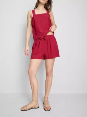 Shorts i bomullsblanding med elastisk linning