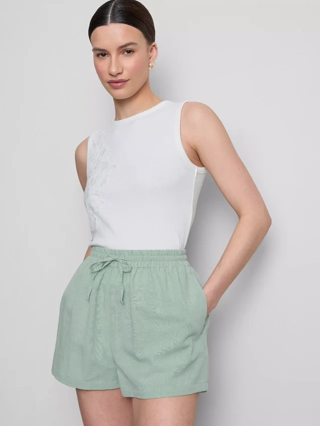 Shorts i bomullsblanding med elastisk linning