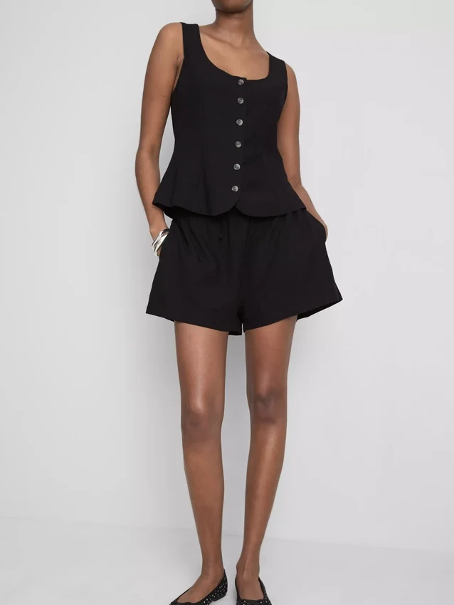 Shorts i bomullsblanding med elastisk linning