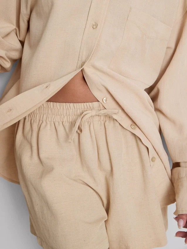 Shorts i bomullsblanding med elastisk linning