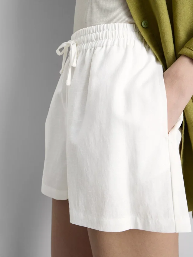 Shorts i bomullsblanding med elastisk linning