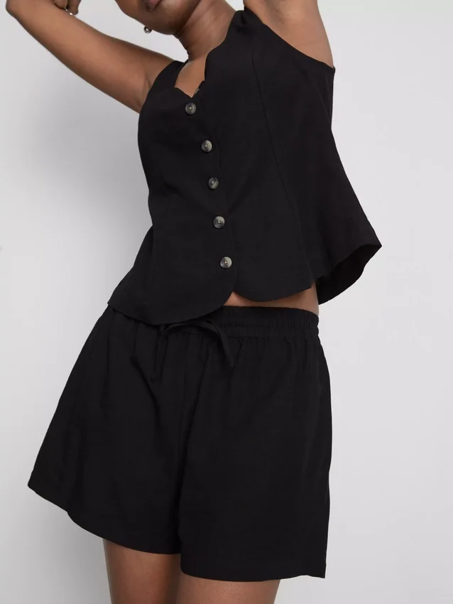 Shorts i bomullsblanding med elastisk linning
