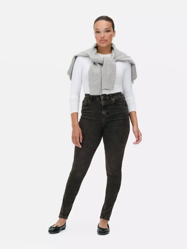 Skinny jeans med høy midje