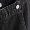 Skort i bomullsdenim med høy midje
