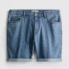 Slim-fit denimshorts med middels høy midje