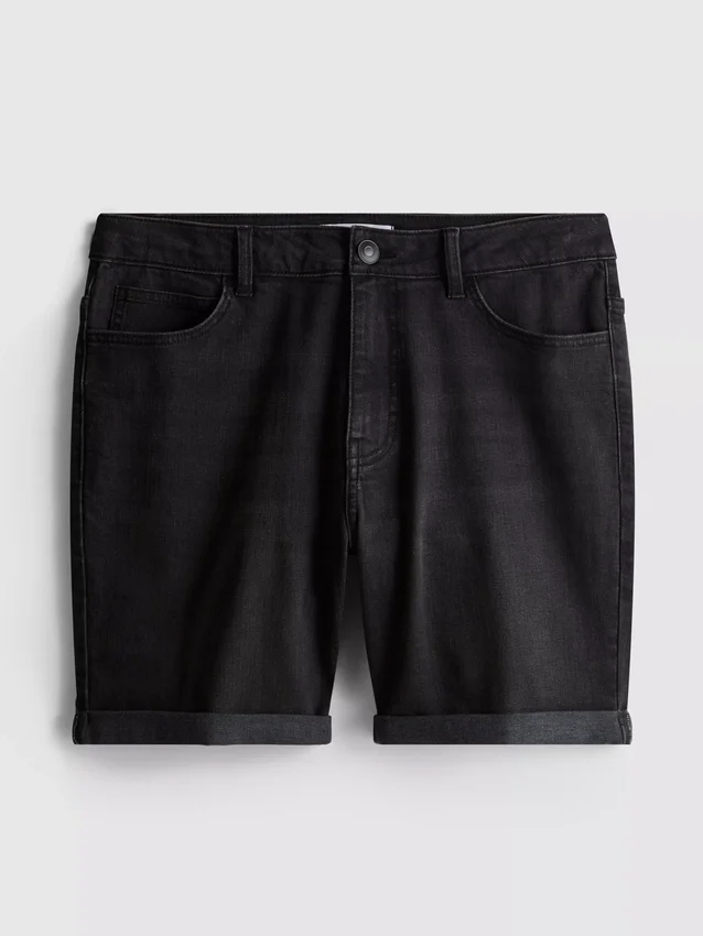 Slim-fit denimshorts med middels høy midje