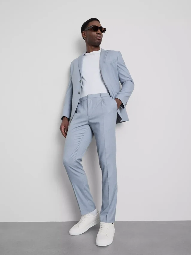 Slim fit-dressbukser med dobby-struktur