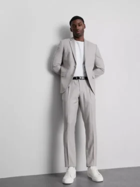Slim fit-dressbukser med dobby-struktur