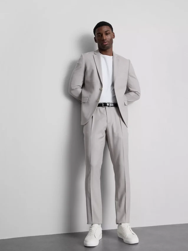 Slim fit-dressbukser med dobby-struktur