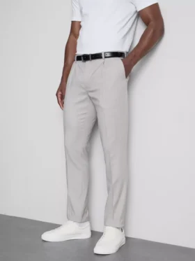 Slim fit-dressbukser med dobby-struktur