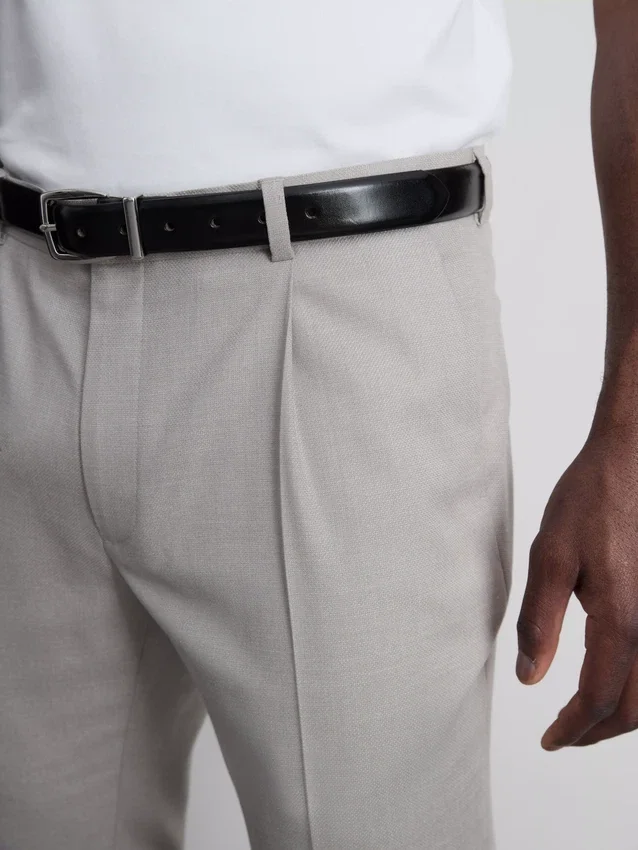 Slim fit-dressbukser med dobby-struktur
