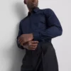 Slim fit-skjorte med stretch og knapper