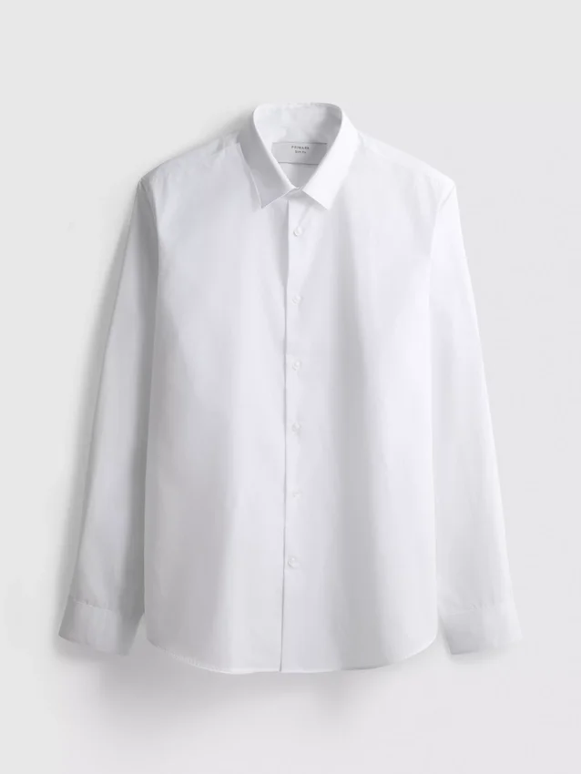 Slim fit-skjorte med stretch og knapper