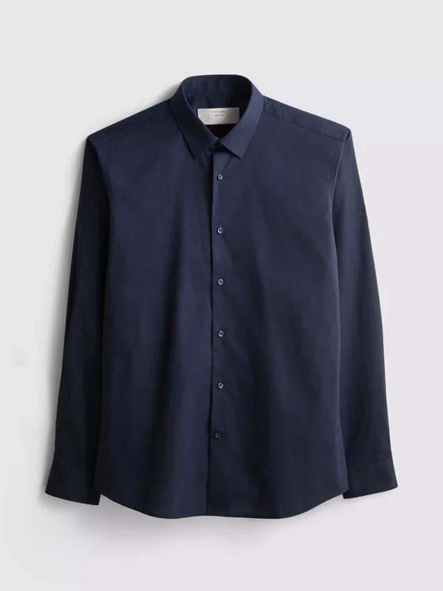 Slim fit-skjorte med stretch og knapper