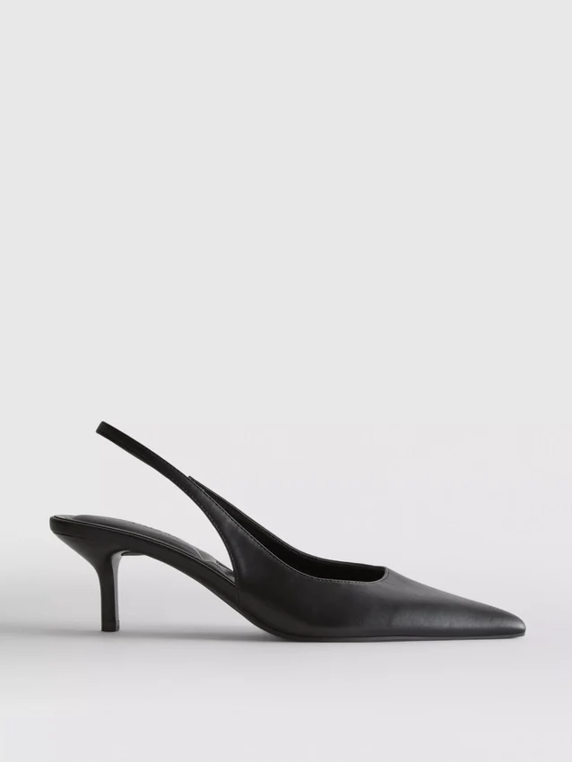 Slingback-høyhælte sko i imitert skinn
