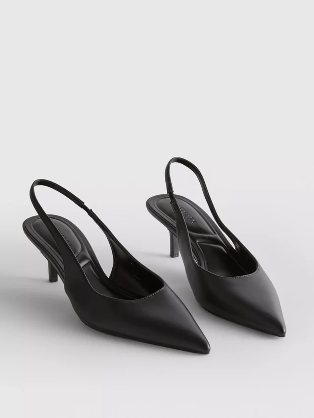 Slingback-høyhælte sko i imitert skinn