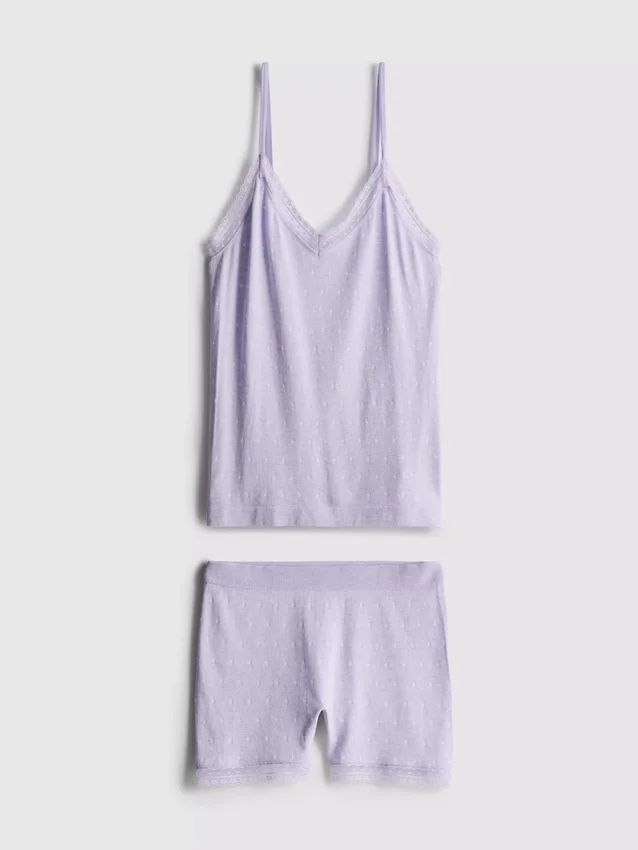 Sømløse pysjamaser med kort topp og shorts