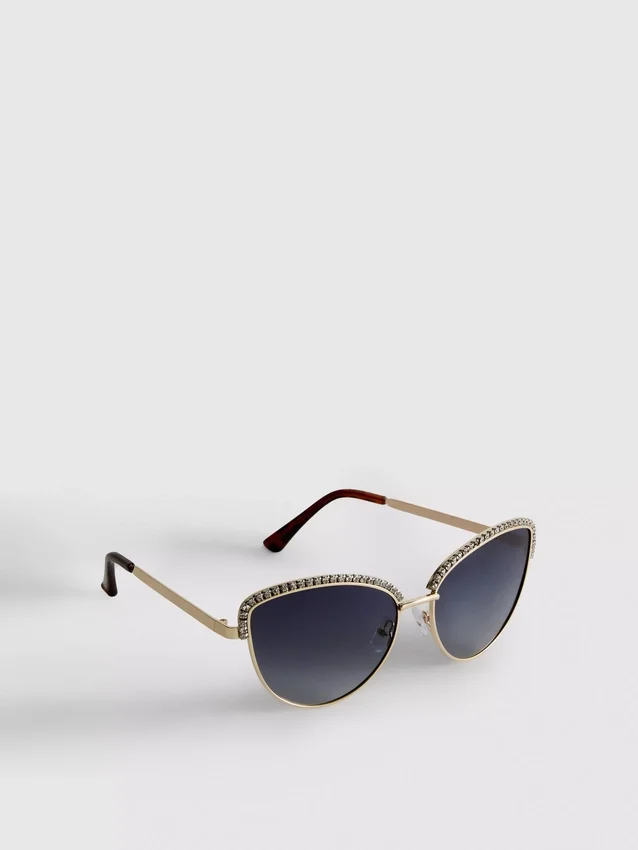 Solbriller i «cat eye»-stil med rhinestones