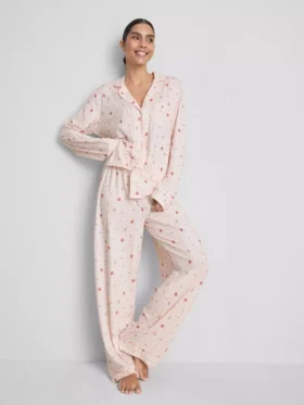 Stacey Solomon gingham-mønstret boyfriend-stil-pysjamaser