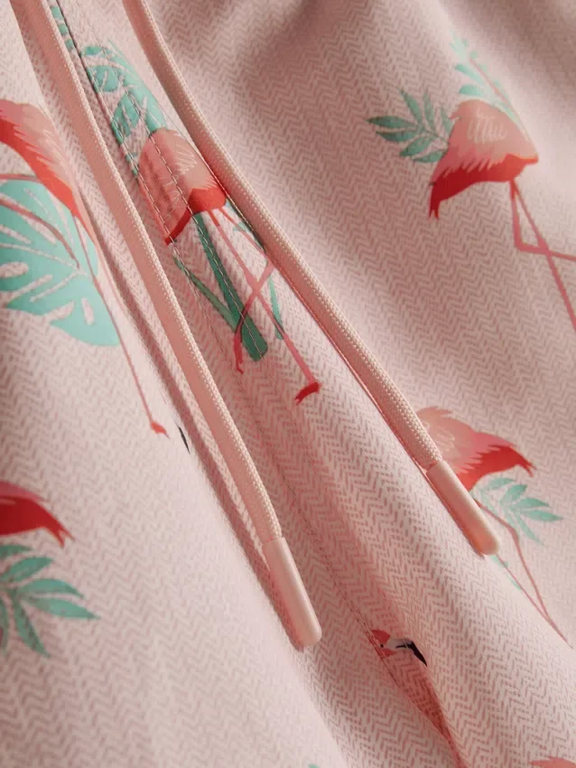 Strandshorts med flamingo-mønster