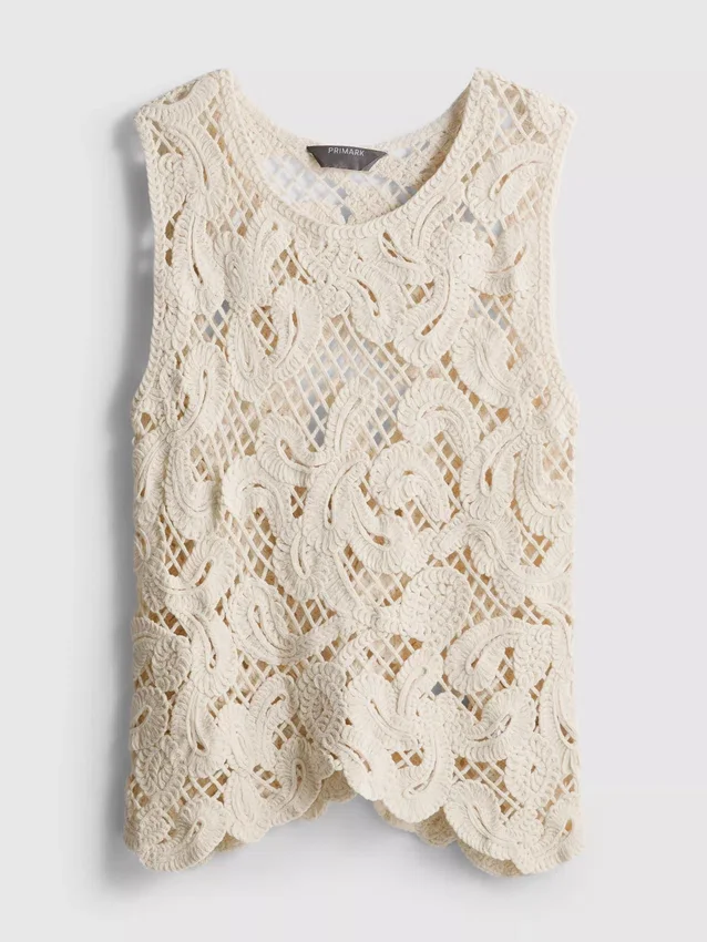 Strikket asymmetrisk heklet tank-top