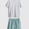 Strikket kort pyjamasett med shorts