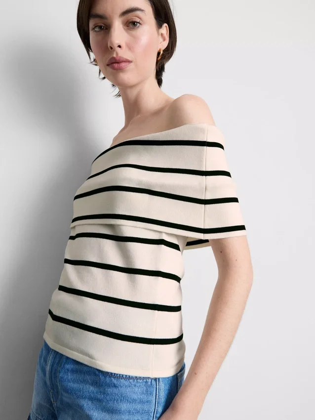 Strikket off-the-shoulder-genser