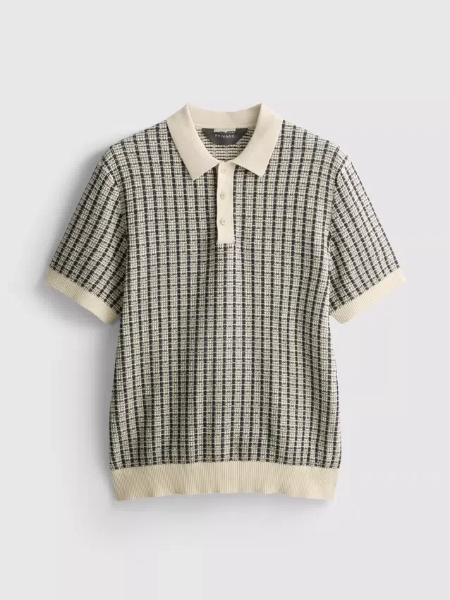Strikket polo med rutemønster