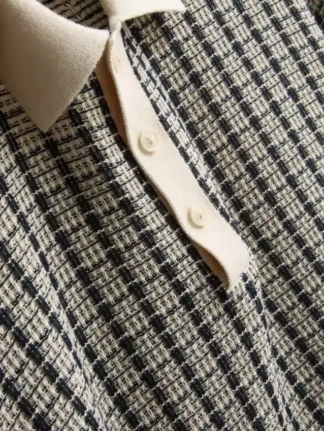 Strikket polo med rutemønster