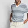 Strikket poloskjorte med strukturerte striper