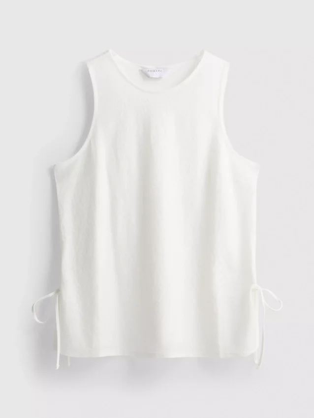 Strikket tank-top med bånd i sidene