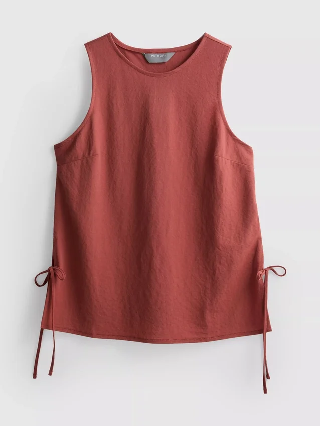 Strikket tank-top med bånd i sidene