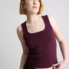 Strikket tank-top med firkantet hals