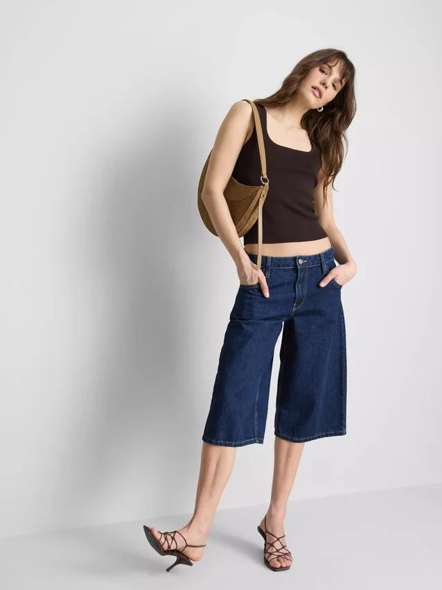 Strikket tank-top med firkantet hals